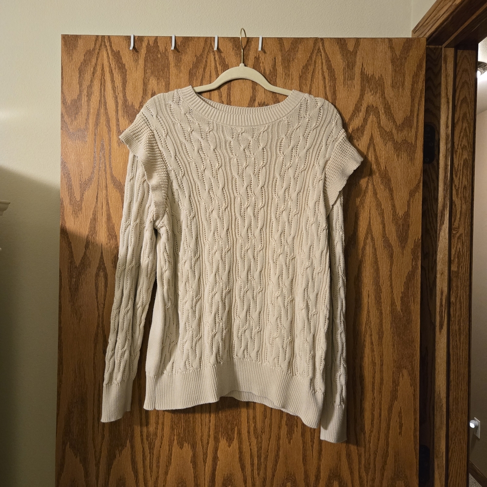 Elegant Beige Cable Knit Sweater